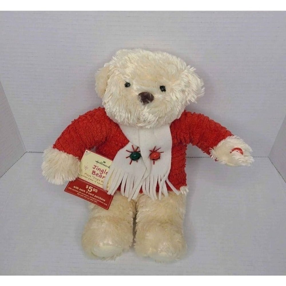 New Hallmark Jingle Bear Christmas Music Plush Stuffed Kids Toy Holiday Bells